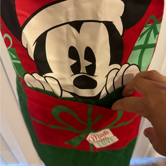 Disney Mickey Mouse Christmas Apron - Red and Green - Picture 2 of 4